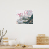 Funny Creepy Bunny Mask Happy Easter Poster (Keuken)