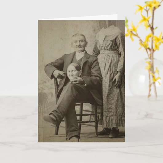  Funny Creepy Husband en headless Wife Pos Kaart (Gele Bloem)