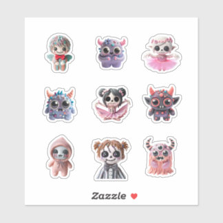 funny creepy kawaii monster pink red amazing big t sticker
