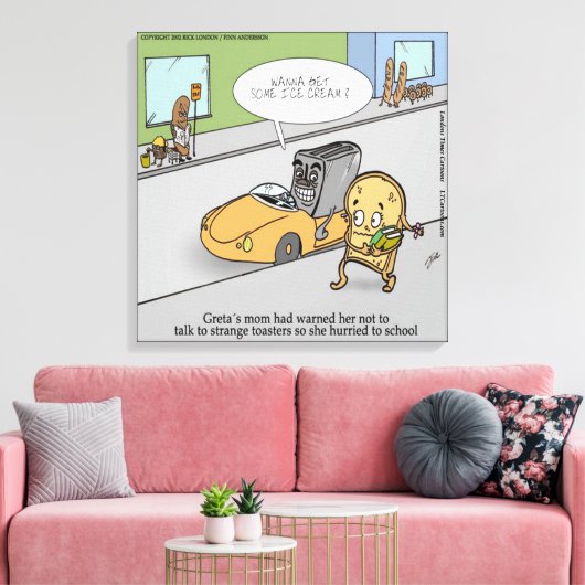 Funny Creepy Toaster Canvas afdrukken (Insitu (Woonkamer))