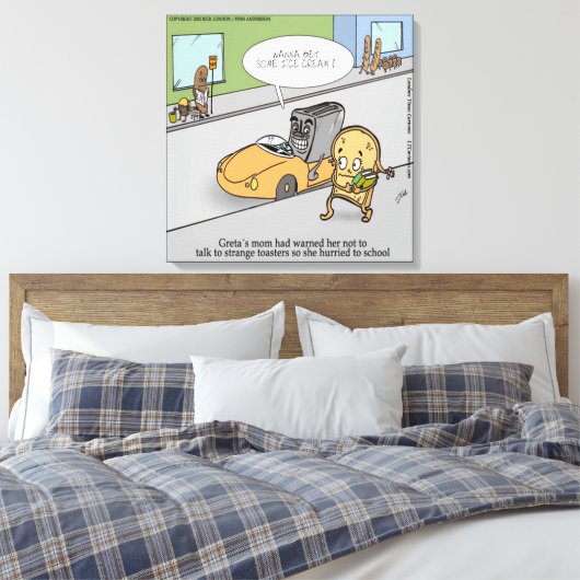 Funny Creepy Toaster Canvas afdrukken (Insitu (Slaapkamer))