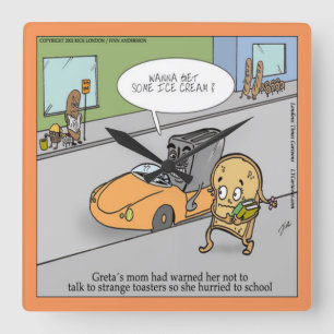 Funny Creepy Toaster Wall Clock Vierkante Klok