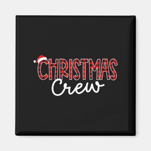 Funny Crew Santa Hat Christmas Red Plaid Xmas Fami Magneet (Voorkant)
