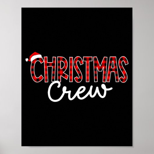 Funny Crew Santa Hat Christmas Red Plaid Xmas Fami Poster (Voorkant)