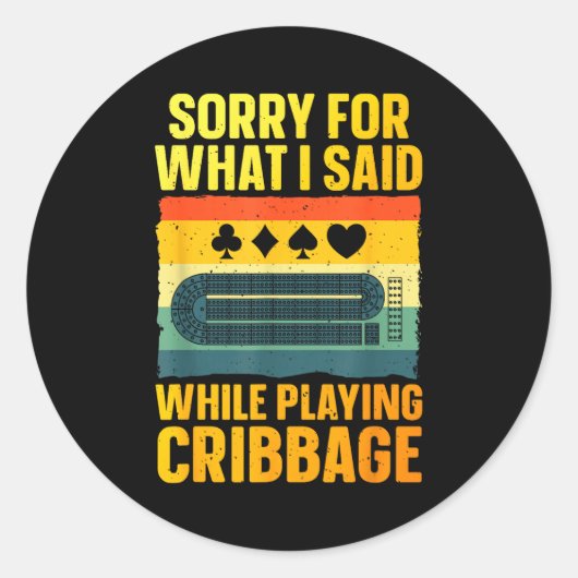 Funny Cribbage Art For Men Women Card Game Cribbag Ronde Sticker (Voorkant)