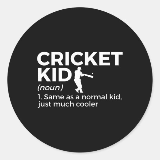 Funny Cricket Kid Definition  Ronde Sticker (Voorkant)