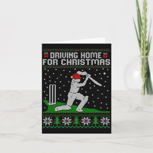 Funny Cricket Player Driving Home For Christmas Sw Kaart (Voorkant)