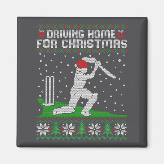 Funny Cricket Player Driving Home For Christmas Sw Magneet (Voorkant)