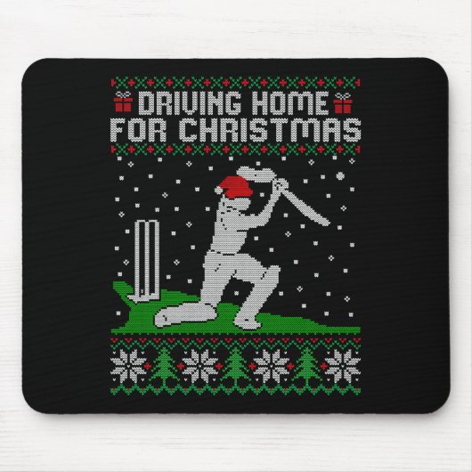 Funny Cricket Player Driving Home For Christmas Sw Muismat (Voorkant)