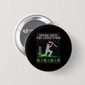 Funny Cricket Player Driving Home For Christmas Sw Ronde Button 5,7 Cm (Voorkant /achterkant)