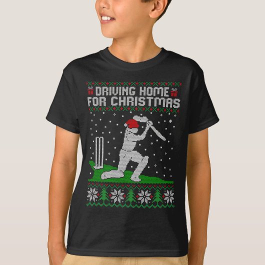 Funny Cricket Player Driving Home For Christmas Sw T-shirt (Voorkant)