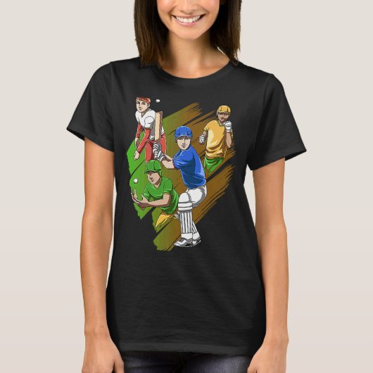 Funny Cricket Team Bat en Ball T-shirt (Voorkant)
