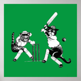 Funny cricketing cat poster