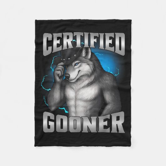 Funny Cringe Sigma Wolf Certified Gooner  Fleece Deken (Voorkant)