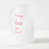 Funny Crisis Quote Kantoor Panic Humor Red Slogan Matglas Bierpul (Voorkant links)