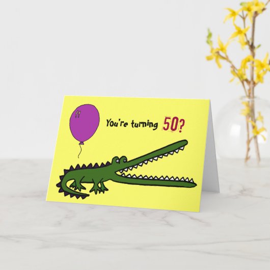 Funny Croc 50ste verjaardag Kaart (Gele Bloem)