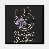 Funny Crochet Cat Mom Yarn Lover Pun Humor Handmad Magneet (Voorkant)