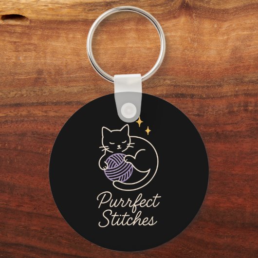 Funny Crochet Cat Mom Yarn Lover Pun Humor Handmad Sleutelhanger (Voorkant)