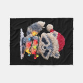 Funny Crochet Christmas Raccoon Xmas Lights Girly  Fleece Deken (Voorkant (Horizontaal))