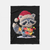 Funny Crochet Christmas Raccoon Xmas Lights Girly  Fleece Deken (Voorkant)