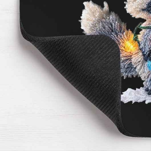 Funny Crochet Christmas Raccoon Xmas Lights Girly  Muismat (Hoek)