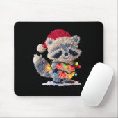 Funny Crochet Christmas Raccoon Xmas Lights Girly Muismat (Met muis)