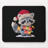 Funny Crochet Christmas Raccoon Xmas Lights Girly  Muismat (Voorkant)