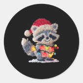 Funny Crochet Christmas Raccoon Xmas Lights Girly Ronde Sticker (Voorkant)