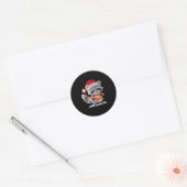 Funny Crochet Christmas Raccoon Xmas Lights Girly  Ronde Sticker (Envelop)