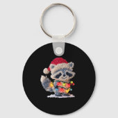 Funny Crochet Christmas Raccoon Xmas Lights Girly  Sleutelhanger (Voorkant)
