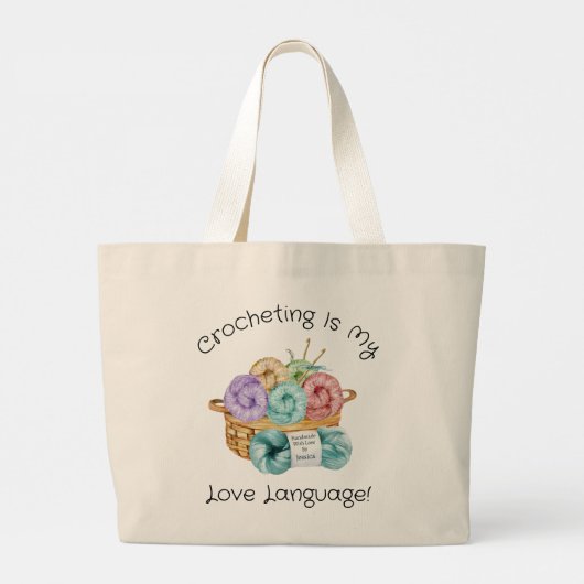 Funny Crochet Gepersonaliseerd Grote Tote Bag (Achterkant)