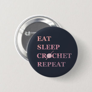 Funny crochet quote ronde button 5,7 cm