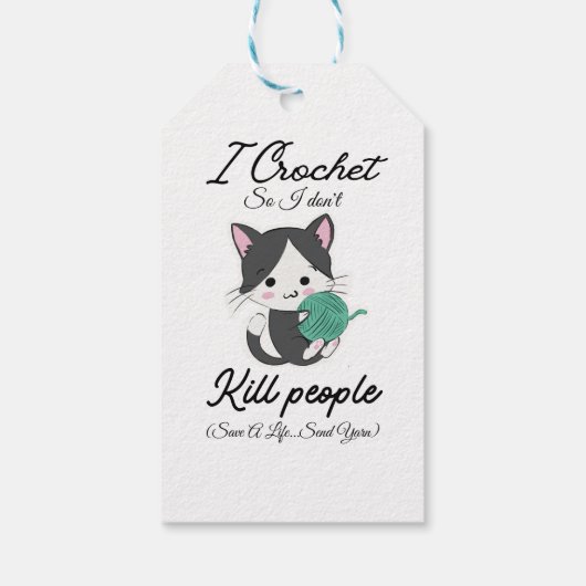 Funny Crochet Quote Yarn Lover Design Cadeaulabel (Achterkant)