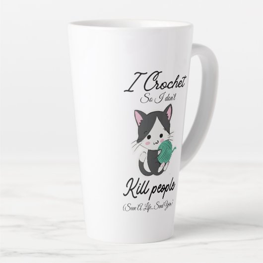 Funny Crochet Quote Yarn Lover Design Latte Mok (Rechterhoek)