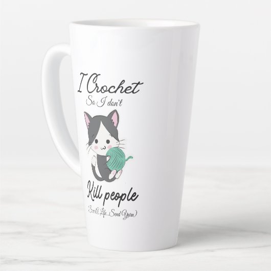 Funny Crochet Quote Yarn Lover Design Latte Mok (Linkerhoek)
