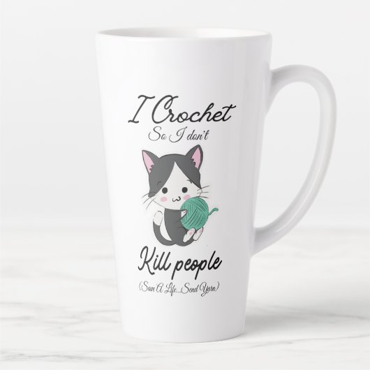 Funny Crochet Quote Yarn Lover Design Latte Mok (Rechts)