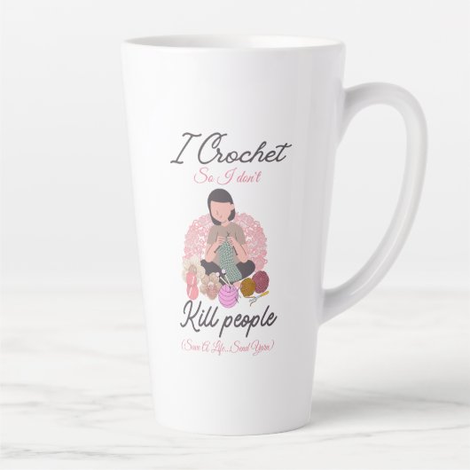 Funny Crochet Quote Yarn Lover Design Latte Mok (Rechts)