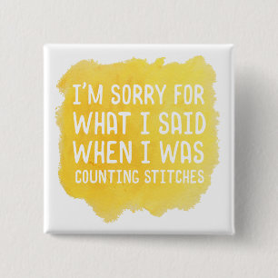 Funny Crochet Stitch Vierkante Button 5,1 Cm