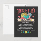 Funny Crocheter Hourly Rate Crocheting Woman Quote Briefkaart (Voorkant / Achterkant)