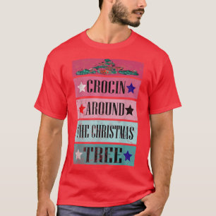 Funny Crocin rond de kerstboom T-shirt
