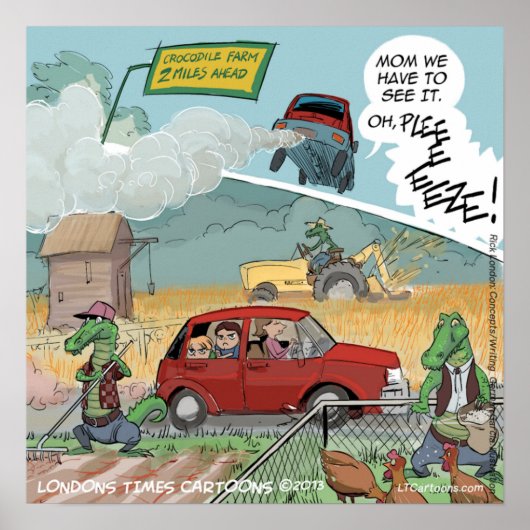 Funny Crocodile Boerderij Poster (Voorkant)