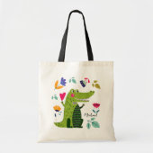 Funny Crocodile | Cadeaucode voor aangepaste naam Tote Bag (Voorkant)