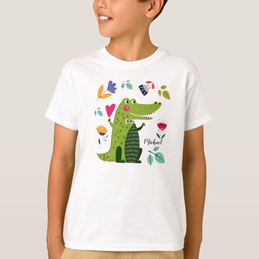 Funny Crocodile Custom Name T-shirt (Voorkant)