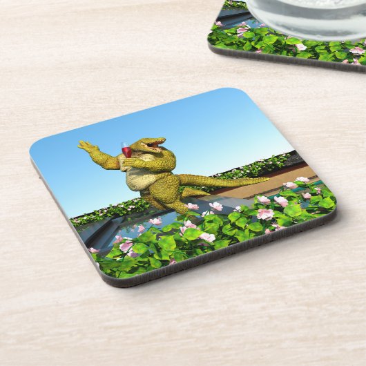 Funny Crocodile Drinking Champagne Bier Onderzetter (Linkerzijde)