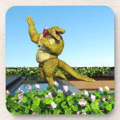 Funny Crocodile Drinking Champagne Bier Onderzetter (Voorkant)