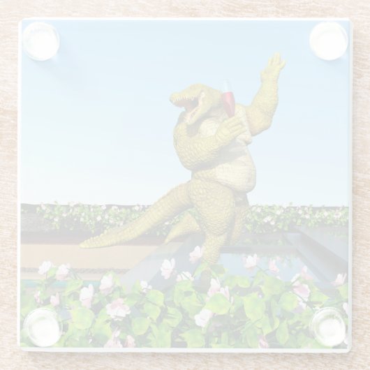 Funny Crocodile Drinking Champagne Glazen Onderzetter (Achterkant)