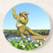 Funny Crocodile Drinking Champagne Zandsteen Onderzetter (Voorkant)