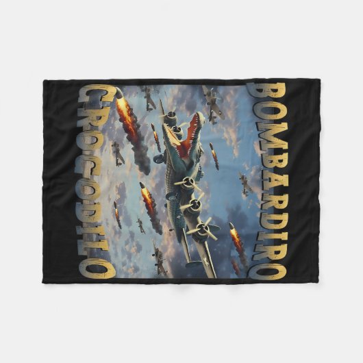 Funny Crocodile Meme Bombardiro Crocodilo Funny Br Fleece Deken (Voorkant (Horizontaal))
