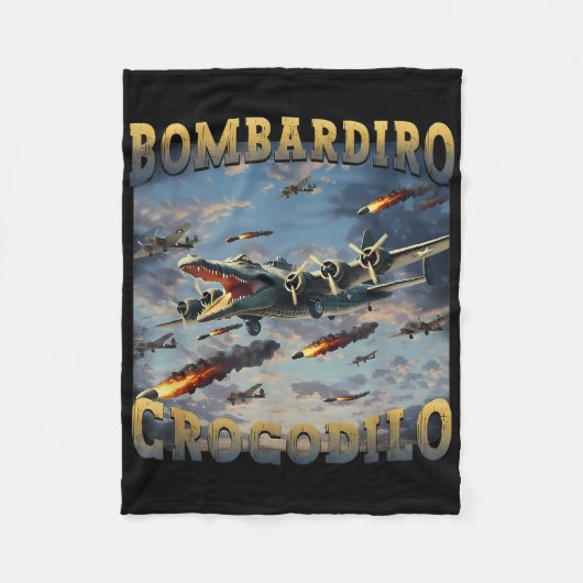 Funny Crocodile Meme Bombardiro Crocodilo Funny Br Fleece Deken (Voorkant)