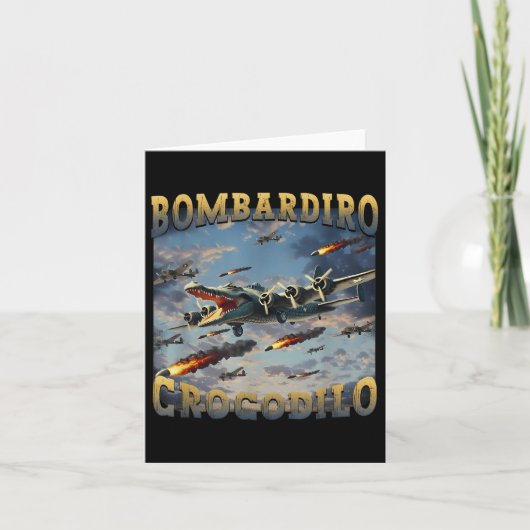Funny Crocodile Meme Bombardiro Crocodilo Funny Br Kaart (Voorkant)